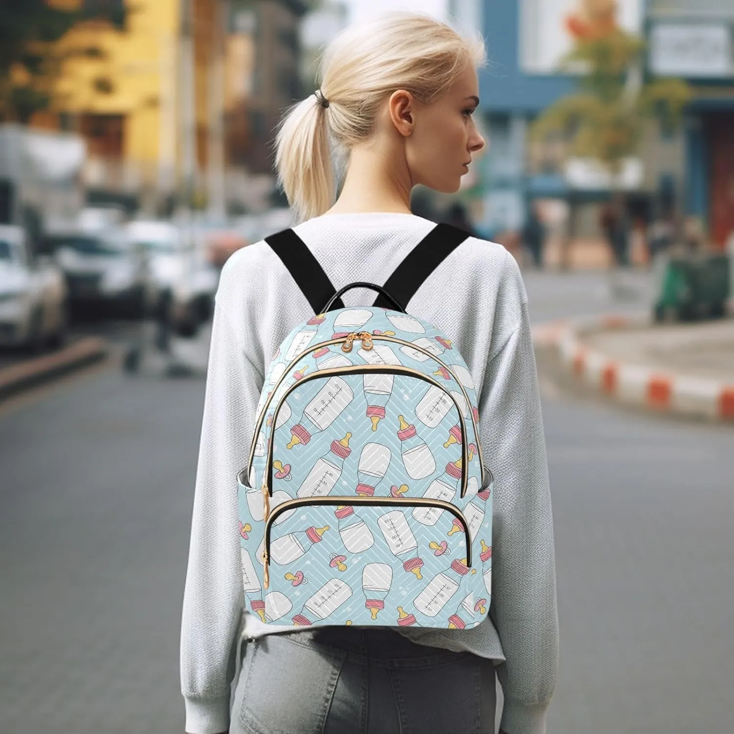 VIGTRO Women Fashion Backpack Quilted Mini Purse Bottles with Colorful, Lightweight Travel Casual Shoulder Backpack with Adjustable Straps Size M