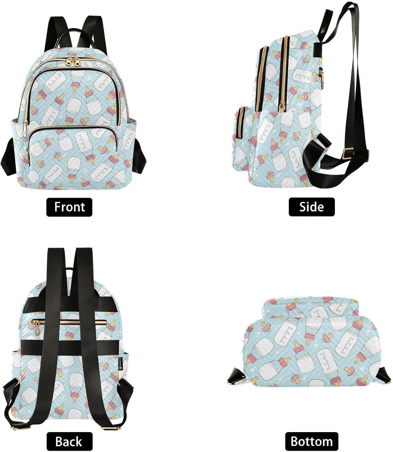 VIGTRO Women Fashion Backpack Quilted Mini Purse Bottles with Colorful, Lightweight Travel Casual Shoulder Backpack with Adjustable Straps Size M