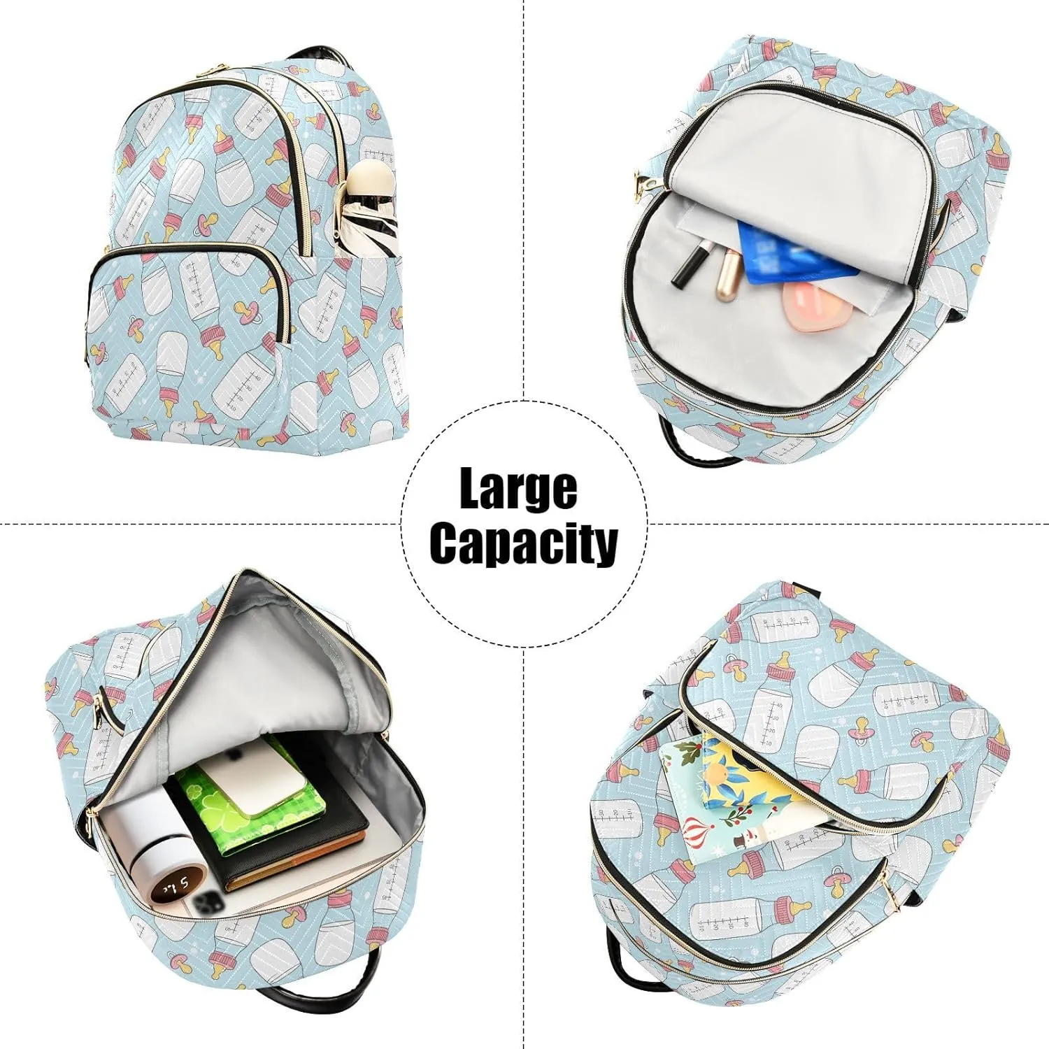 VIGTRO Women Fashion Backpack Quilted Mini Purse Bottles with Colorful, Lightweight Travel Casual Shoulder Backpack with Adjustable Straps Size M