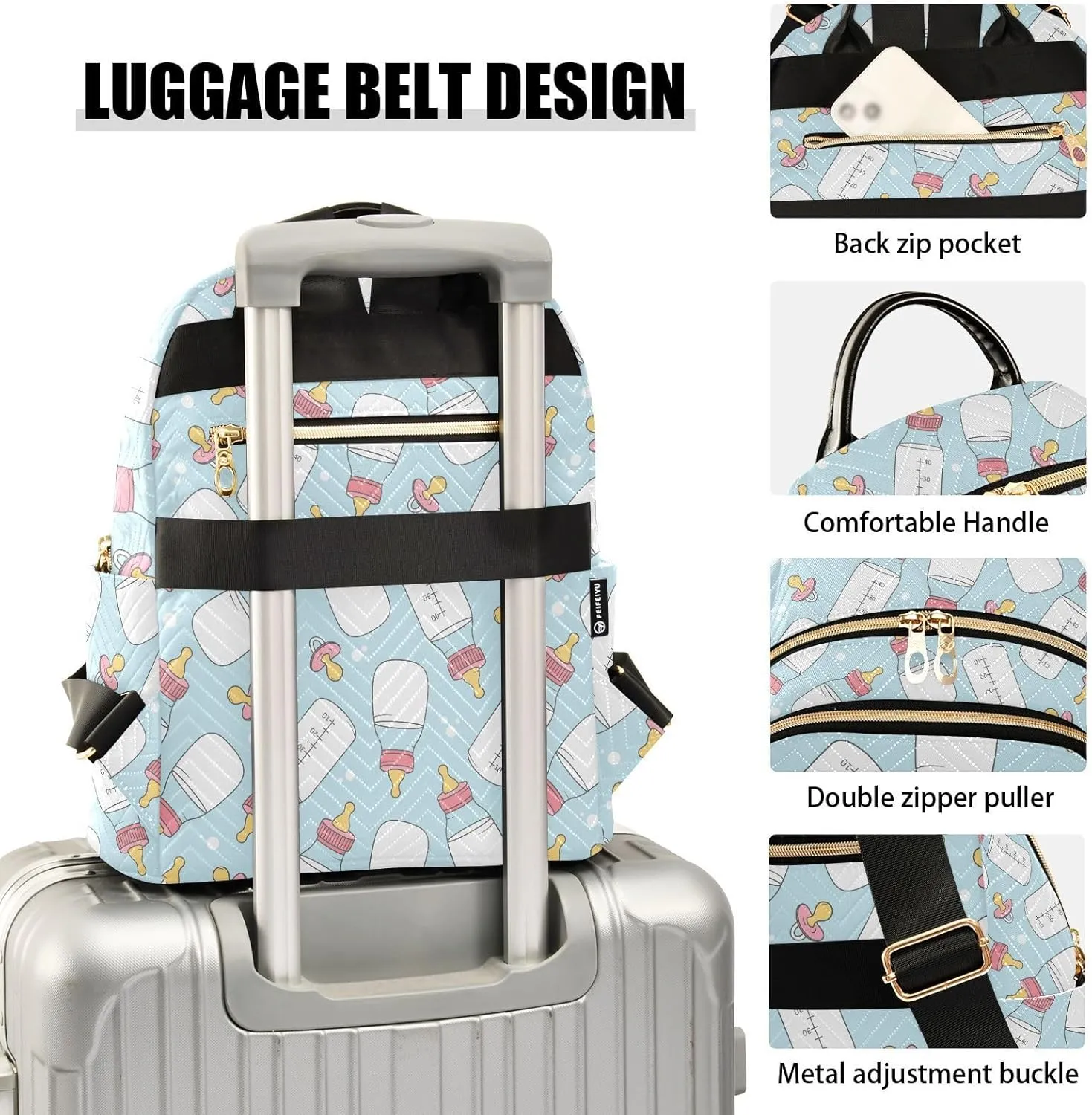 VIGTRO Women Fashion Backpack Quilted Mini Purse Bottles with Colorful, Lightweight Travel Casual Shoulder Backpack with Adjustable Straps Size M
