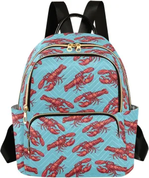 VIGTRO Women Fashion Backpack Quilted Mini Purse Marine Red Crayfish, Lightweight Travel Casual Shoulder Backpack with Adjustable Straps Size M
