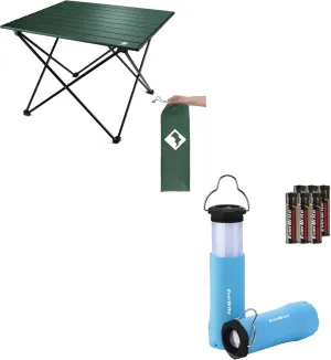VILLEY Portable Camping Side Table & EverBrite 2-in-1 Mini Lanterns and Flashlights