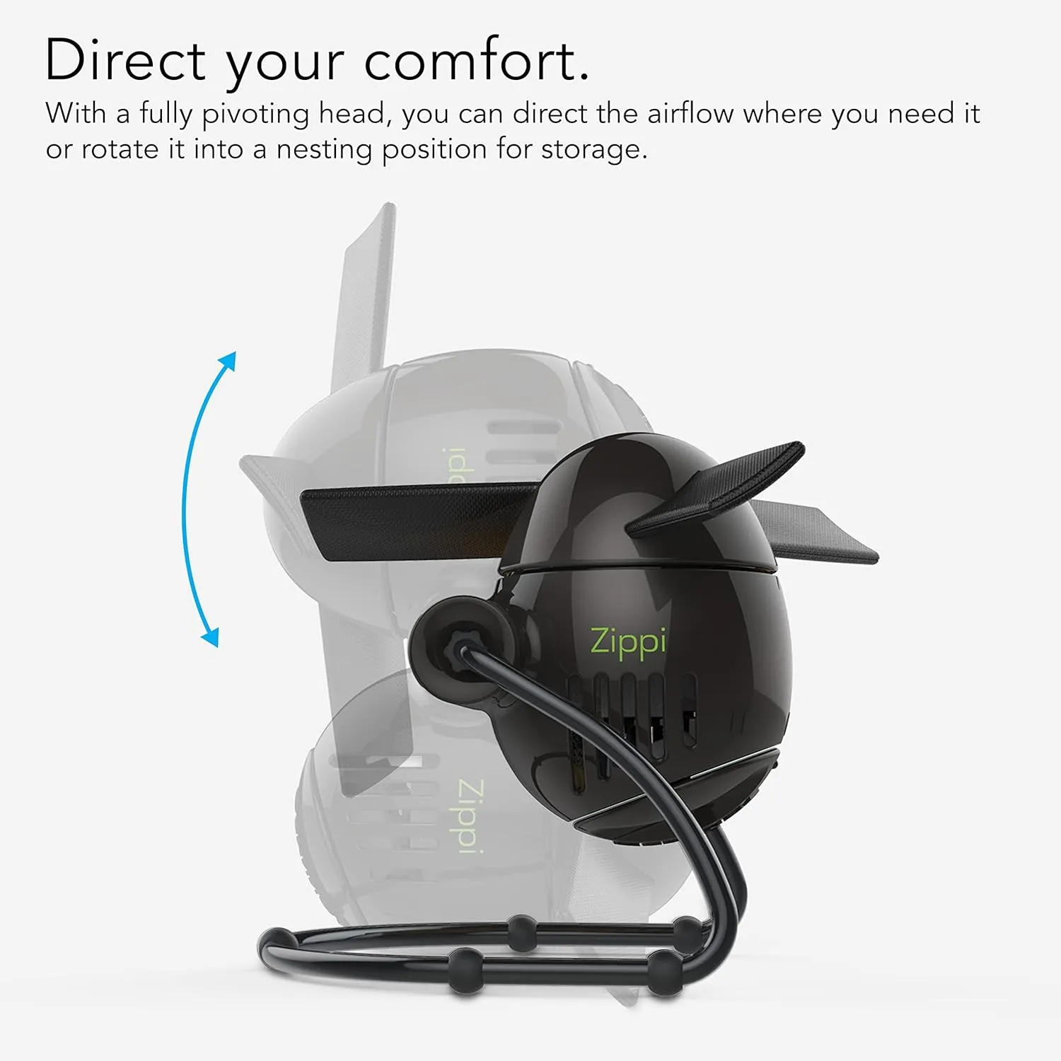 Vornado Zippi Small Personal Fan, Foldable Cooling for Desk, 2 Speed Settings, Soft Nylon Blades, Directable Airflow, Compact Design, Perfect Fan for Office and Bedroom, Multiple Color Options, Black