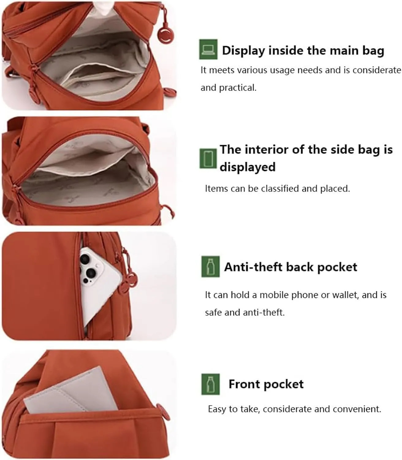 Vovtva Street Lite Chic Versatile Travel Bag, Adjustable Strap Backpack Chest Bags Double Zipper, Sling Crossbody Women