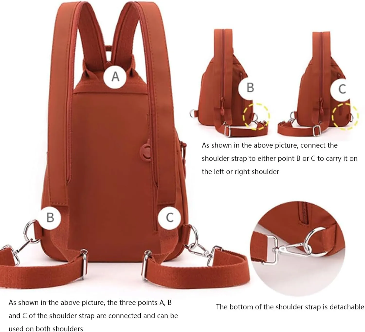 Vovtva Street Lite Chic Versatile Travel Bag, Adjustable Strap Backpack Chest Bags Double Zipper, Sling Crossbody Women
