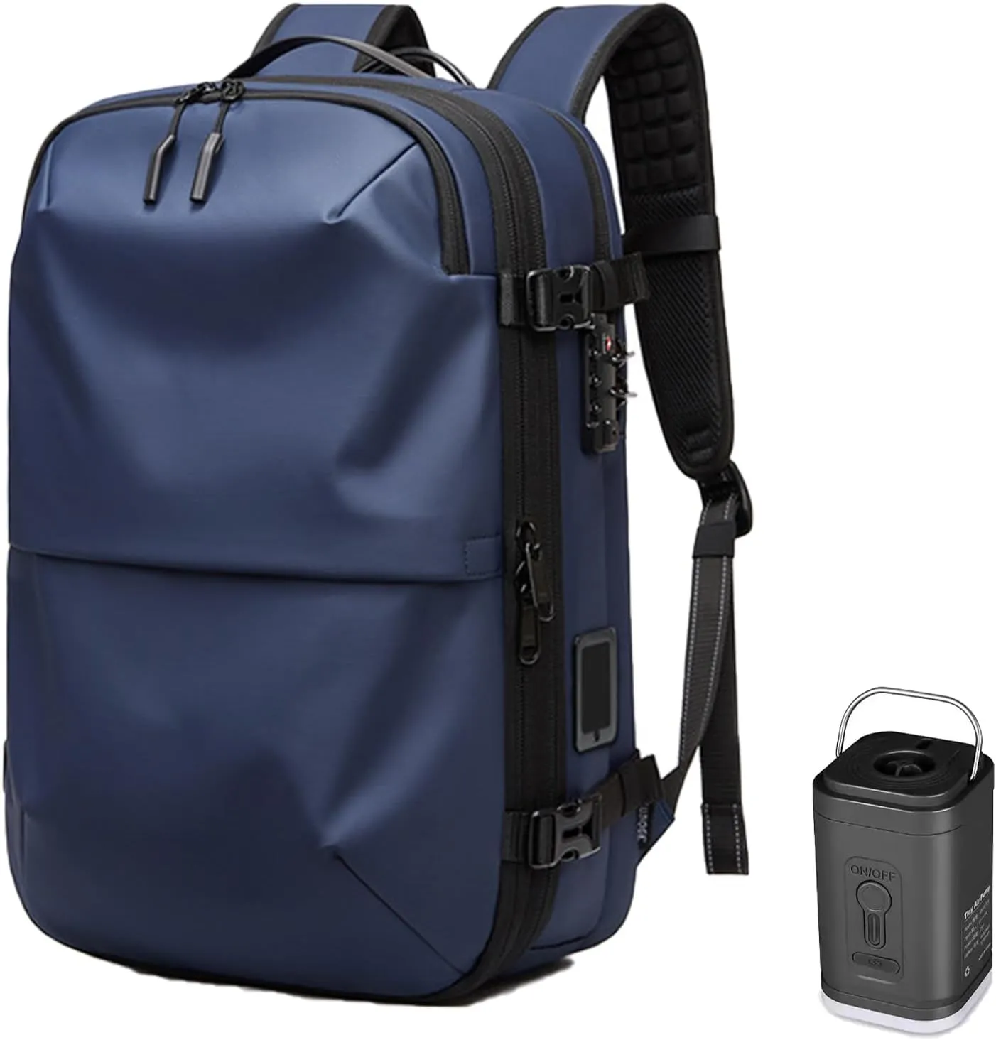 Voyage Vac Backpack, Voyagevac Premium Backpack, Vacuum Compression Travel Backpacks with Pump, 60l Expandable (Blue)