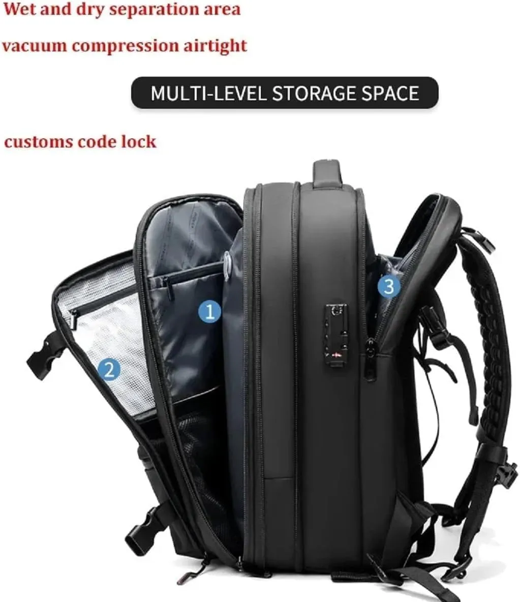 Voyage Vac Backpack, Voyagevac Premium Backpack, Vacuum Compression Travel Backpacks with Pump, 60l Expandable (Blue)