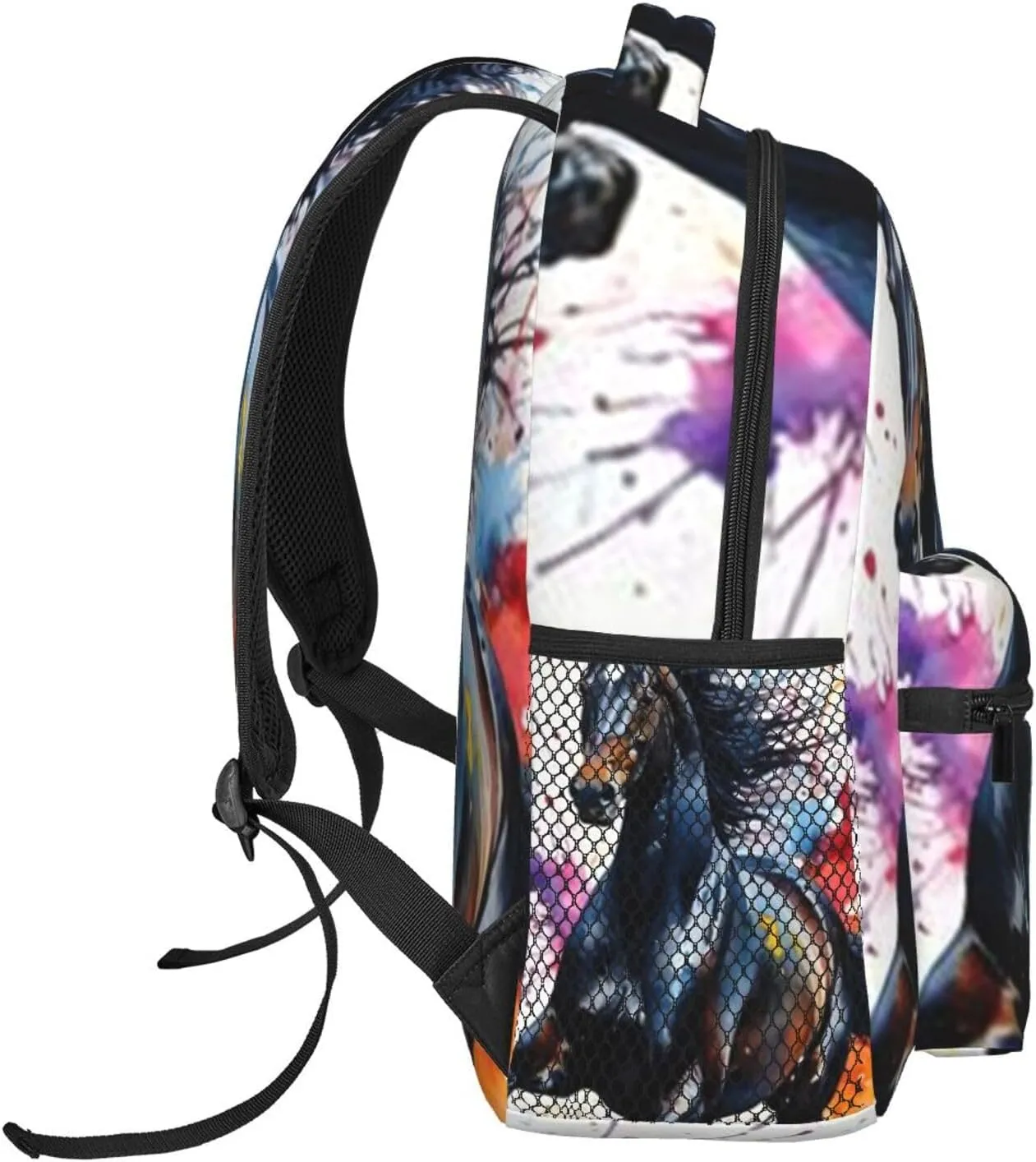 W-atercolor Horse Student Backpack With Adjustable Shoulder Straps And Cushioned Back For Comfort Black