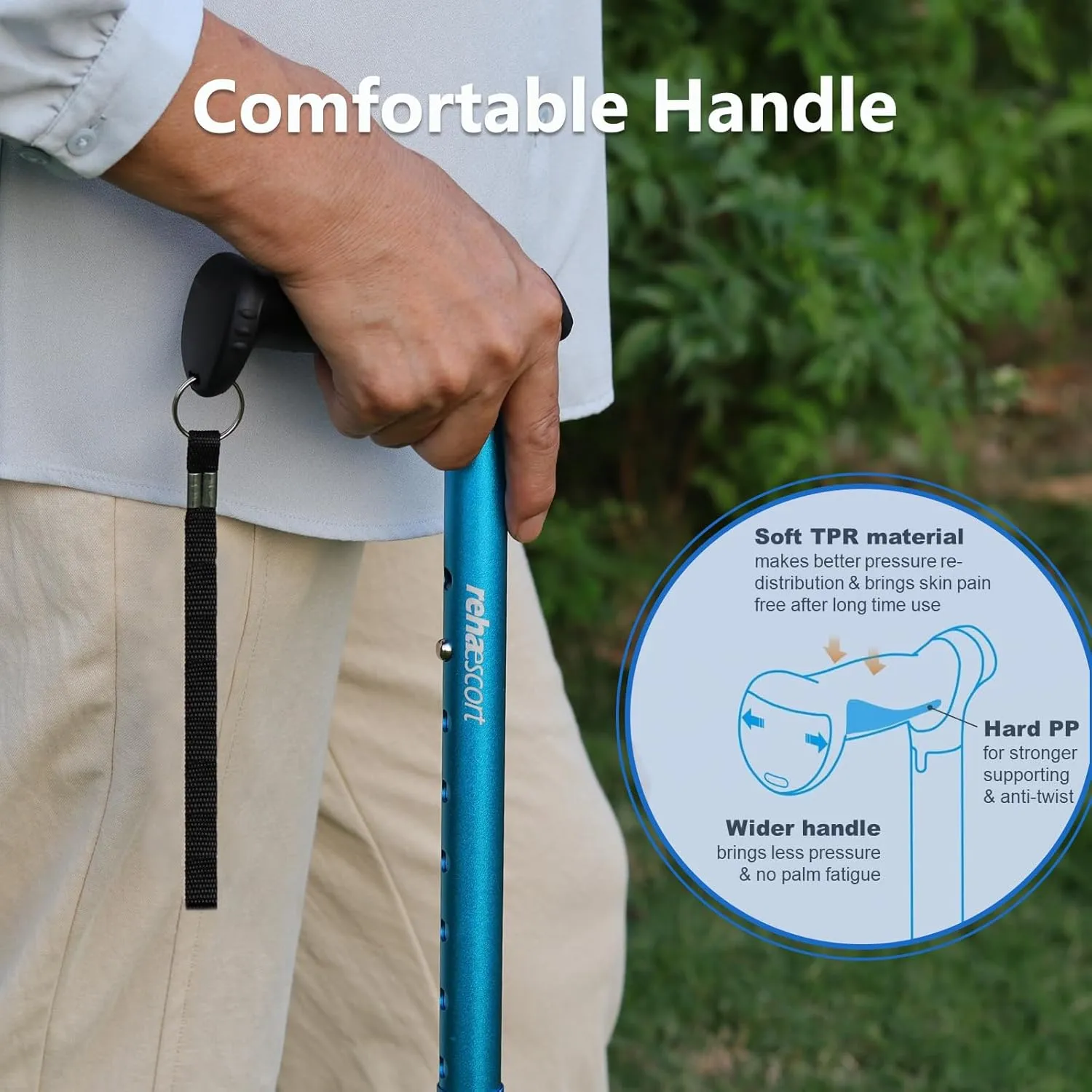 Walking Cane for Men & Women - Folding, Adjustable, Lightweight, Walking Canes for Seniors Balance, Free Standing, Pivot Tip, Soft Handle, Foldable Walking Sticks with Travel Bag