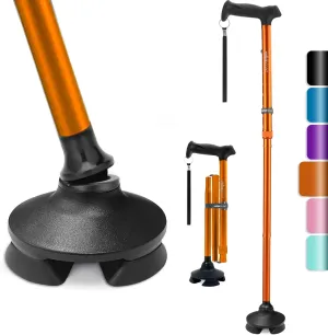 Walking Cane for Men & Women - Folding, Adjustable, Lightweight, Walking Canes for Seniors Balance, Free Standing, Pivot Tip, Soft Handle, Foldable Walking Sticks with Travel Bag