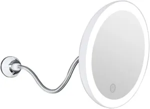 Wall Mounted Makeup Mirror, 10X Magnifying Vanity Mirror with Lights 360 Degree Rotation with Adjustable Goose Neck Portable Bathroom Mirror with Suction Cup for Dressing Table