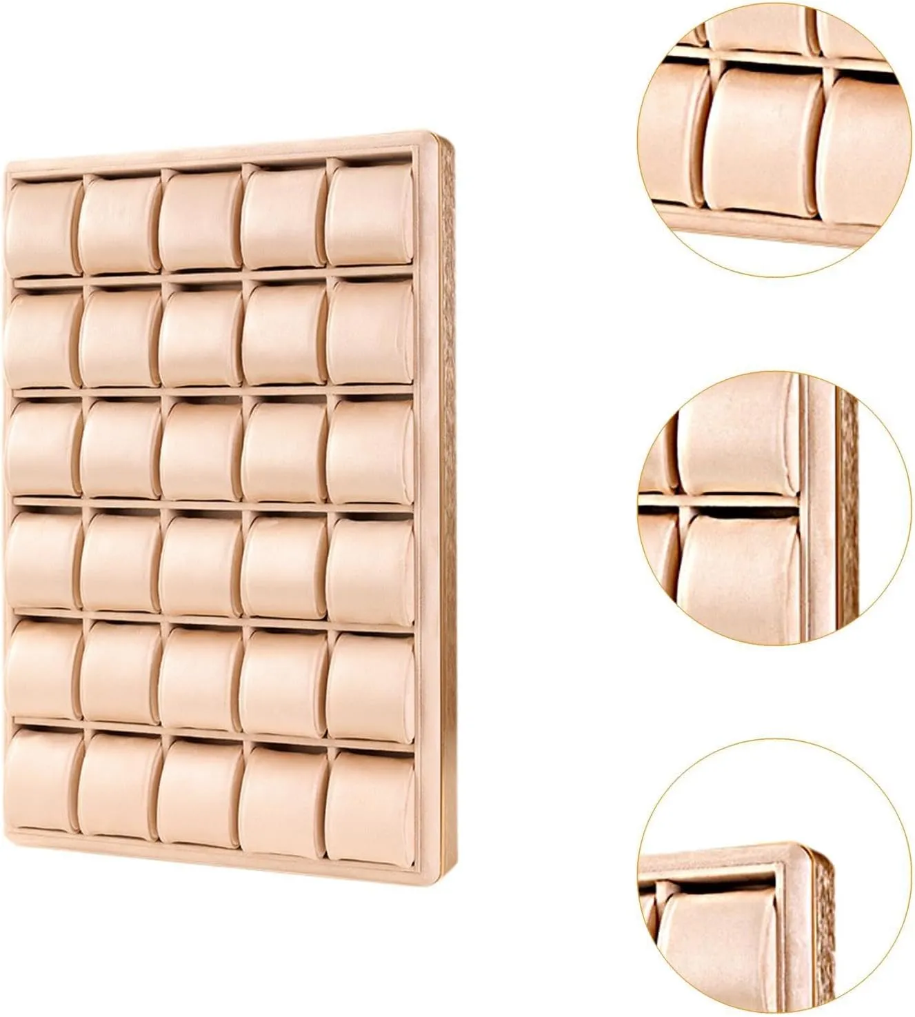 Watch Display Tray Holder Multifunction Bracelet Bangle Jewelry Storage Organizer Wristwatches Case for Show Shop Home Use, Khaki