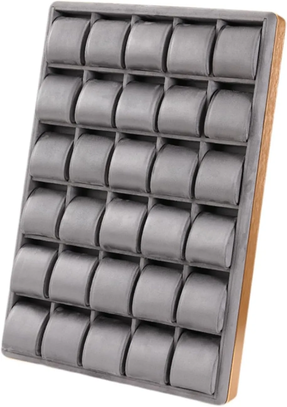 Watch Tray Wristwatches Case Holder Jewelry Storage Organizer for Home Use Men Women, Gray