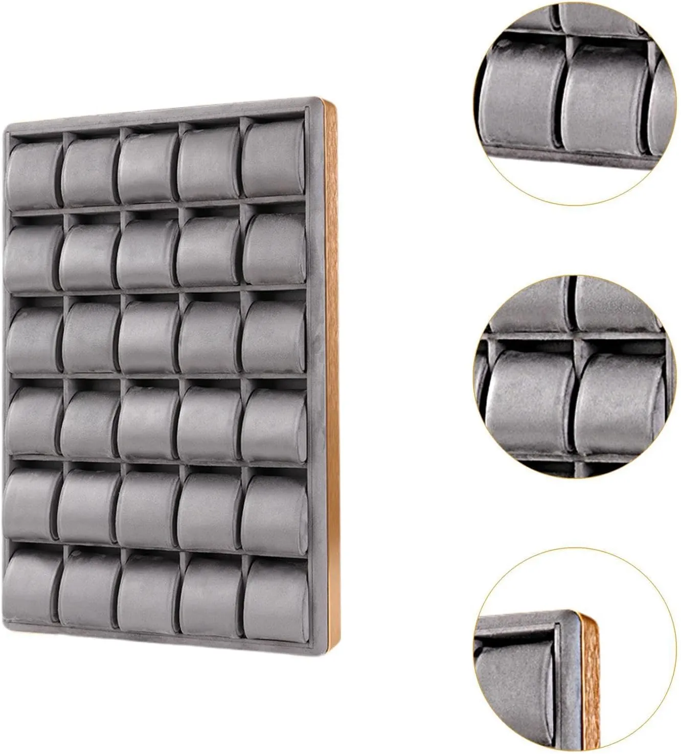 Watch Tray Wristwatches Case Holder Jewelry Storage Organizer for Home Use Men Women, Gray