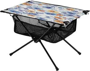 Watercolor Orange Flowers Portable Folding Camping Table, Compact Lightweight Beach Table with Carrying Bag for Outdoor Picnics, BBQs, Camp