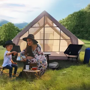 Waterproof Inflatable Tent, Large Capacity Air Camping Tent with Windows, Outdoor Inflatable Shelter with 1-6 Person, 4-Season Space Saving Weatherproof Shelter for Family Camping