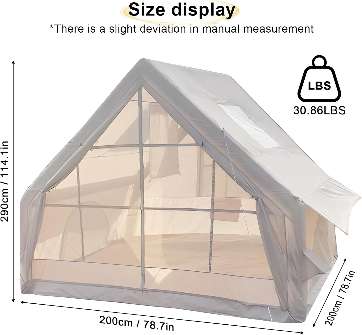 Waterproof Inflatable Tent, Large Capacity Air Camping Tent with Windows, Outdoor Inflatable Shelter with 1-6 Person, 4-Season Space Saving Weatherproof Shelter for Family Camping