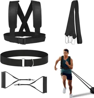 Weight Sled Harness Set, 5 PCS Pulling Strap for Running, Speed Power Agility Training Full Body Workout Football Exercise Equipment for Outdoor Men and Women 6.6FT