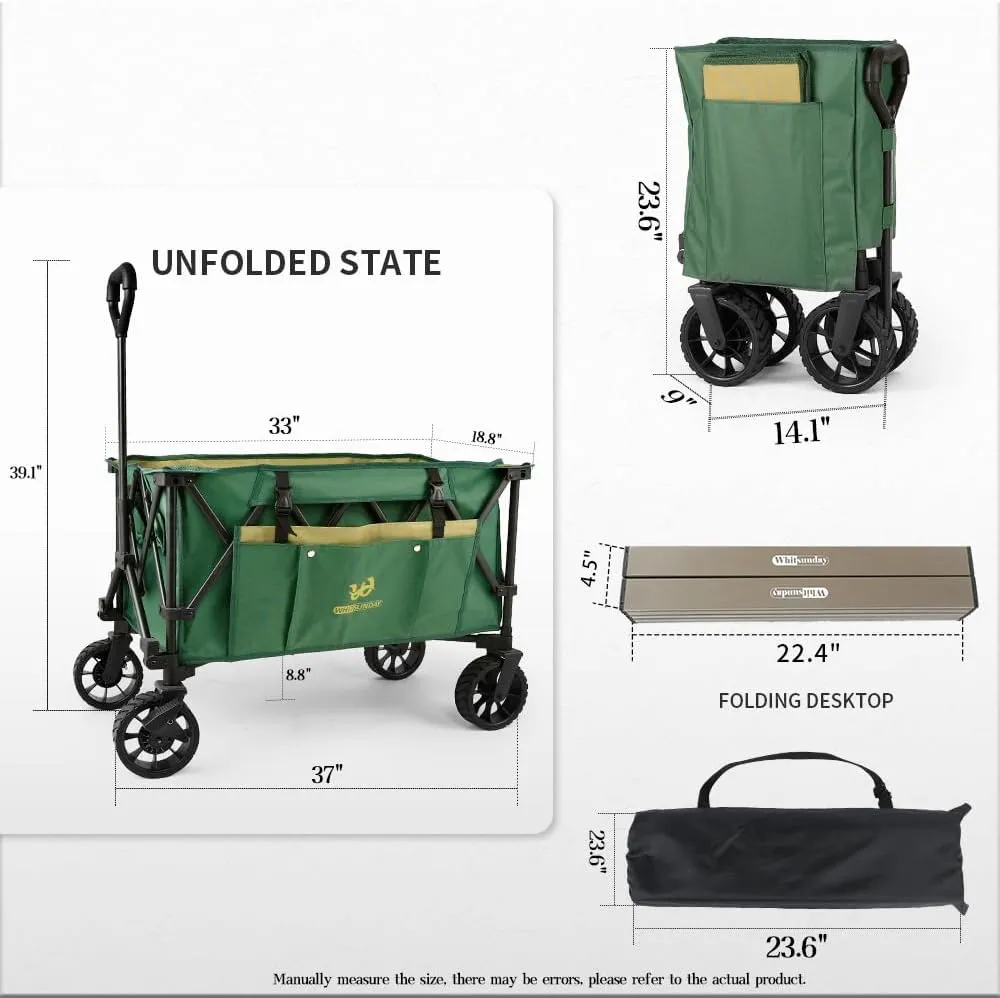 Whitsunday Portable Camping Movable Table,Ultralight Aluminum Folding Beach Table for Outdoor Cooking, Picnic, Camp, Travel-Green