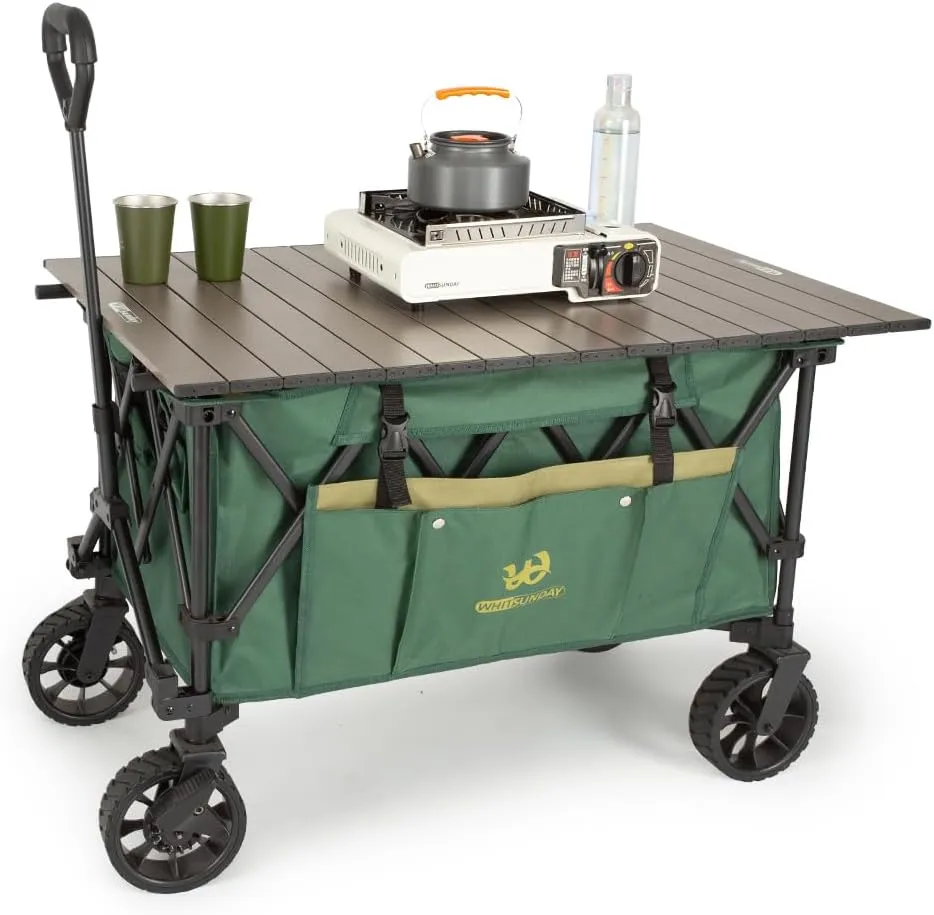 Whitsunday Portable Camping Movable Table,Ultralight Aluminum Folding Beach Table for Outdoor Cooking, Picnic, Camp, Travel-Green