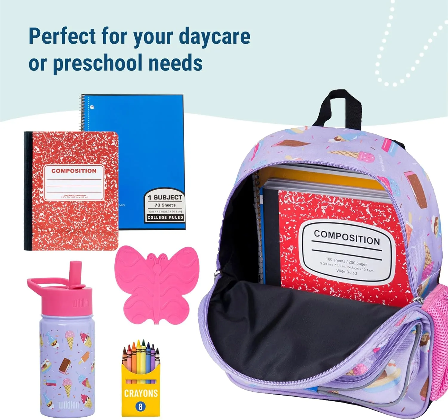 Wildkin 12-inch Kids Backpack – Padded, Adjustable, Ideal for Daycare & Travel (Sweet Dreams)