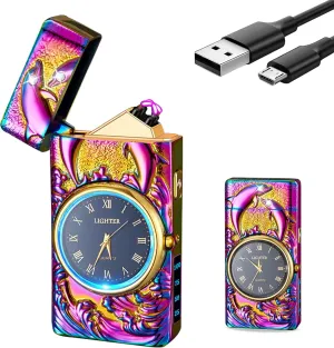 Windproof Dual Arc USB Rechargeable Plasma Lighter with LED Display Flameless Lighter for Camping Hiking Candles BBQ and Outdoor Adventures（Color）