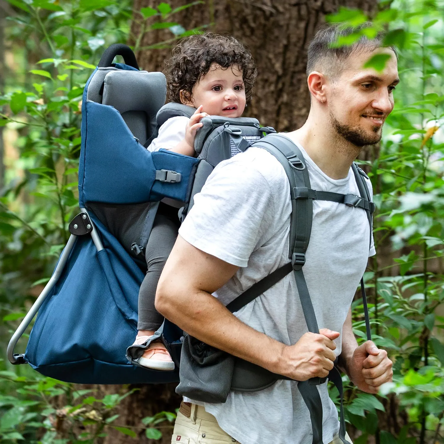 Wipha Baby Backpack Carrier，Toddler Hiking Backpack Carrier with Canopy，Adjustable and Safe Baby Carrier Backpack (Creeper III-Navy Blue)