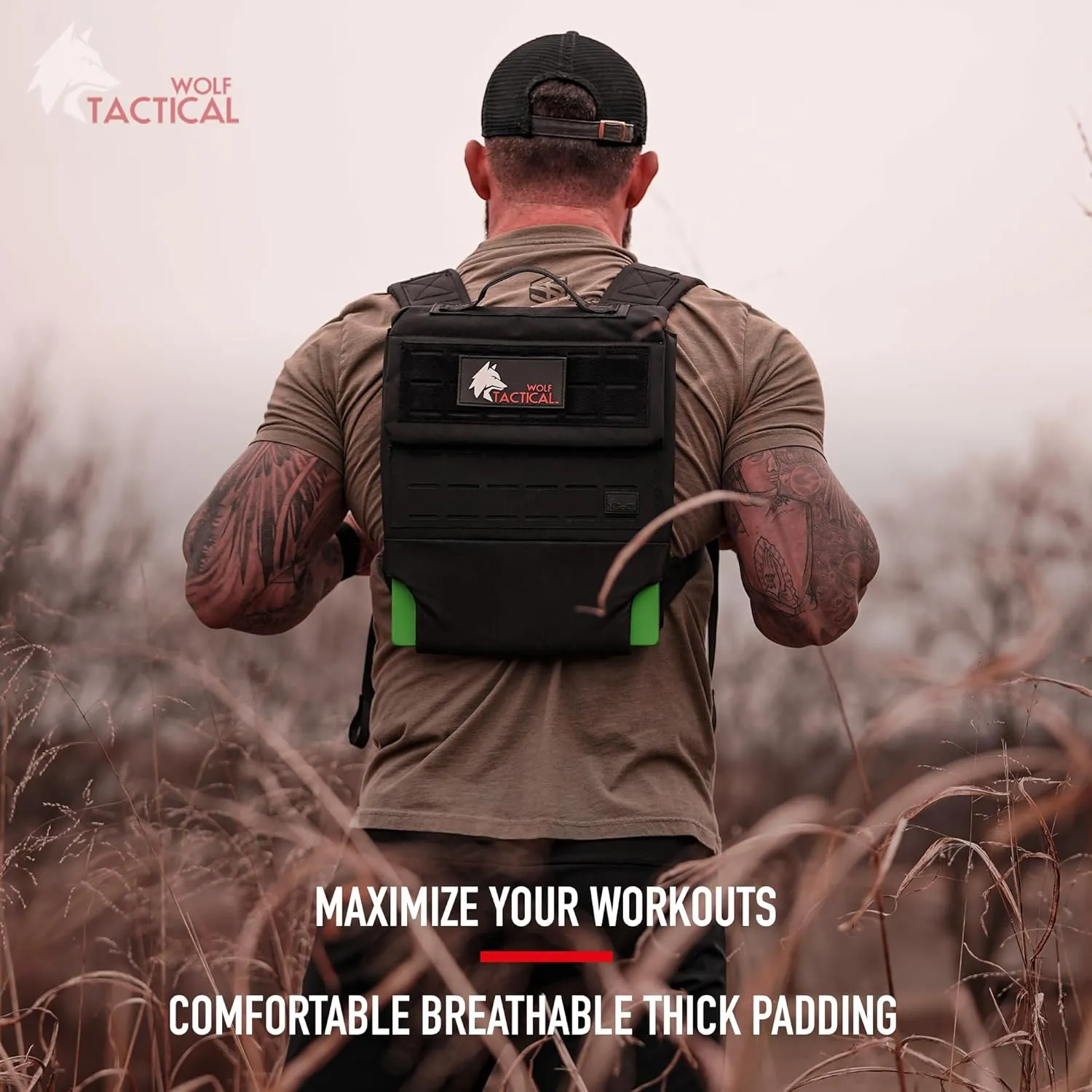 WOLF TACTICAL Weighted Backpack Rucking Backpack for Weight Plates Rucksack for Running Walking Strength Training