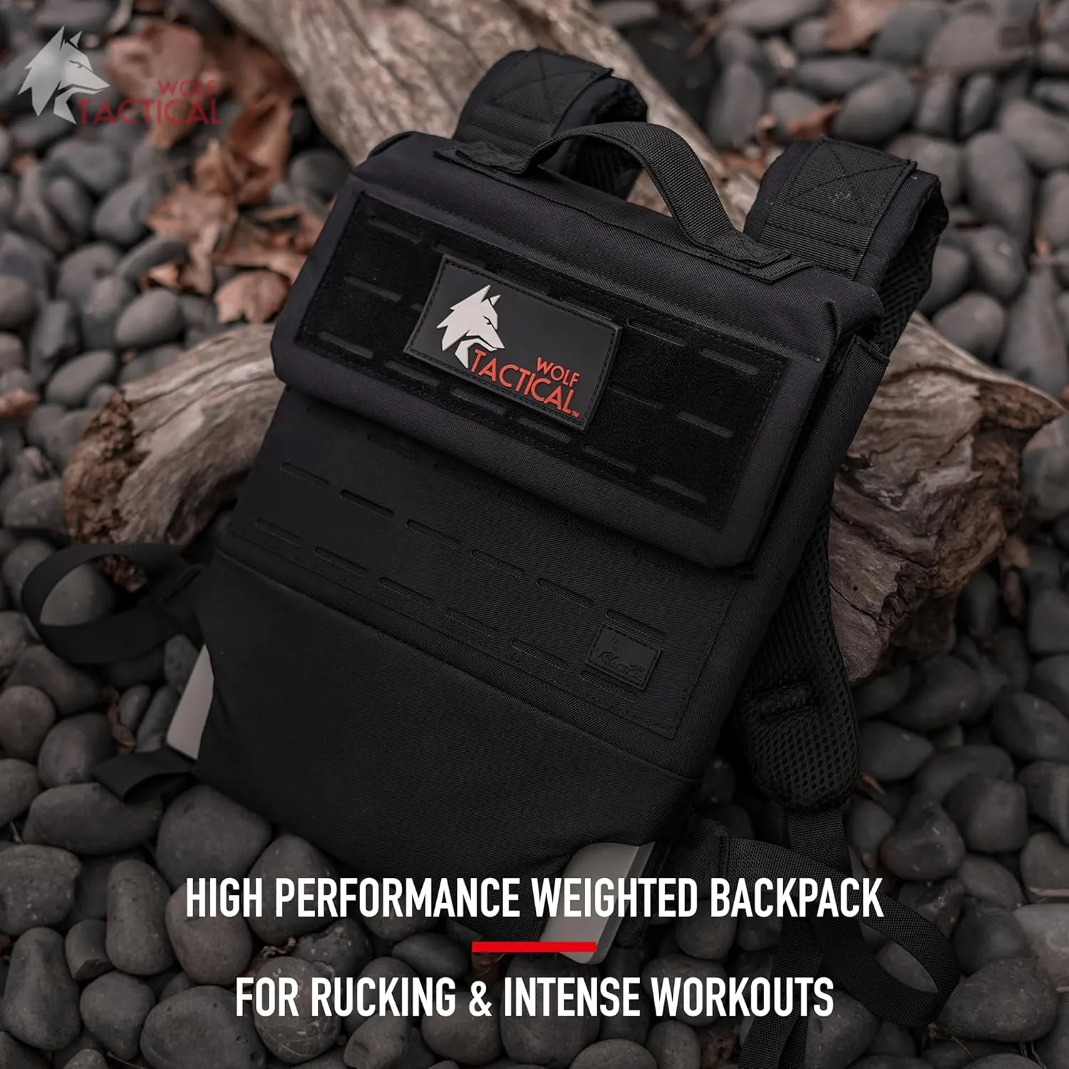 WOLF TACTICAL Weighted Backpack Rucking Backpack for Weight Plates Rucksack for Running Walking Strength Training