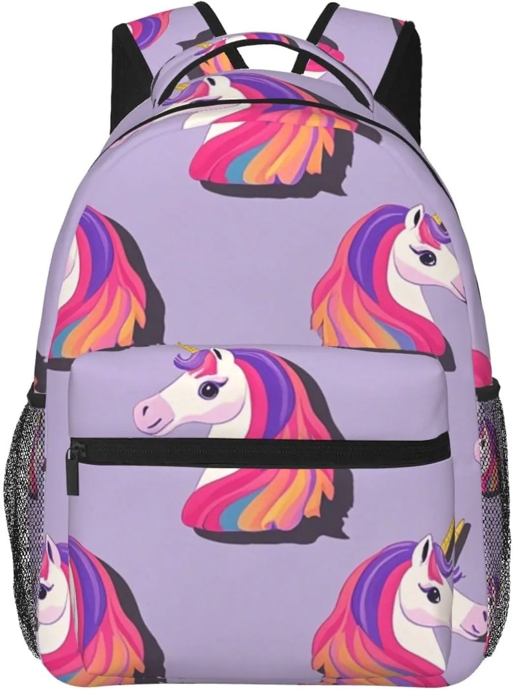 Women Men Polyester Magical Unicorn Art Casual Daypack Large Capacity Bookbag With Side Pockets for Sports Picnic Walking Cycling
