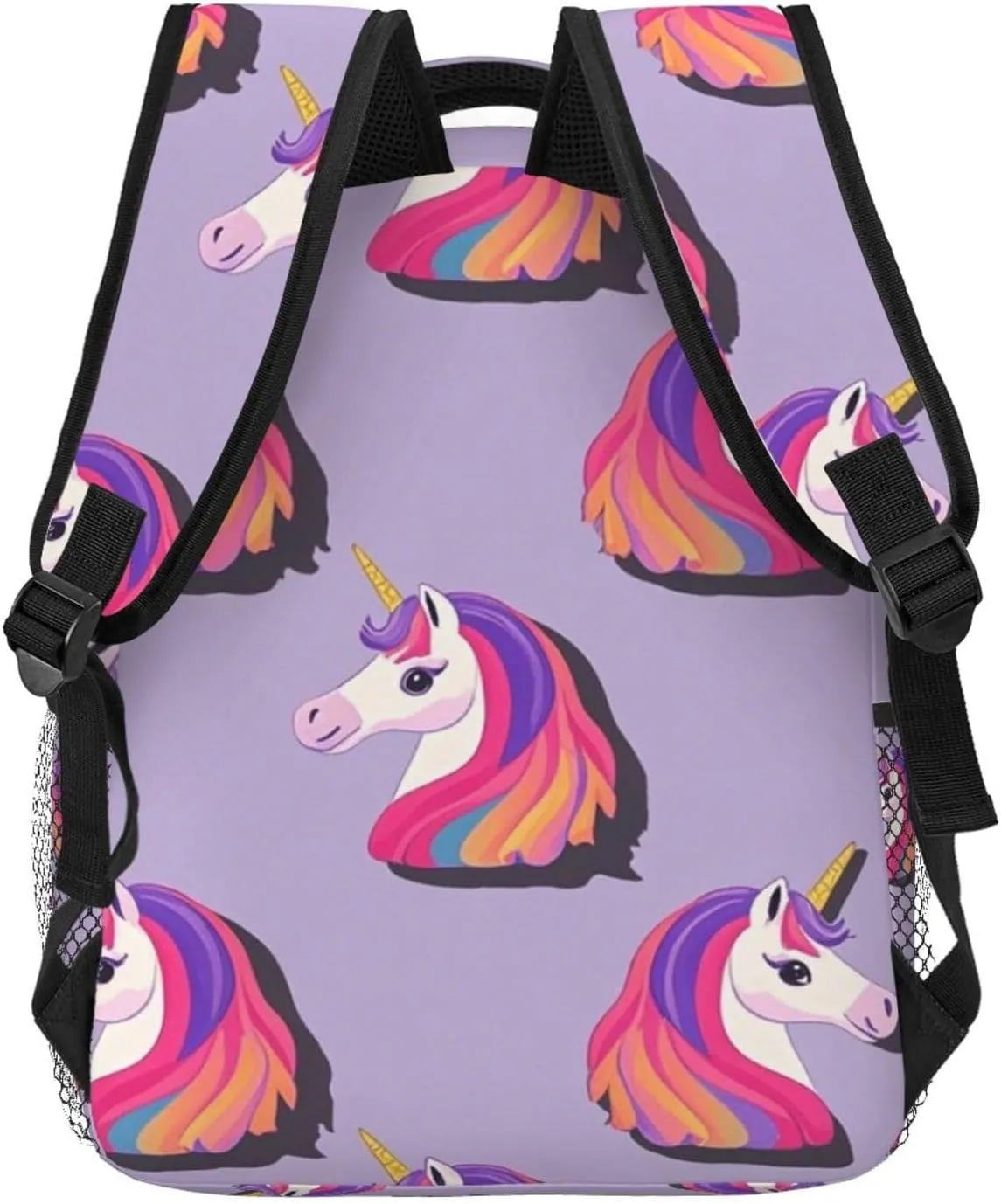 Women Men Polyester Magical Unicorn Art Casual Daypack Large Capacity Bookbag With Side Pockets for Sports Picnic Walking Cycling