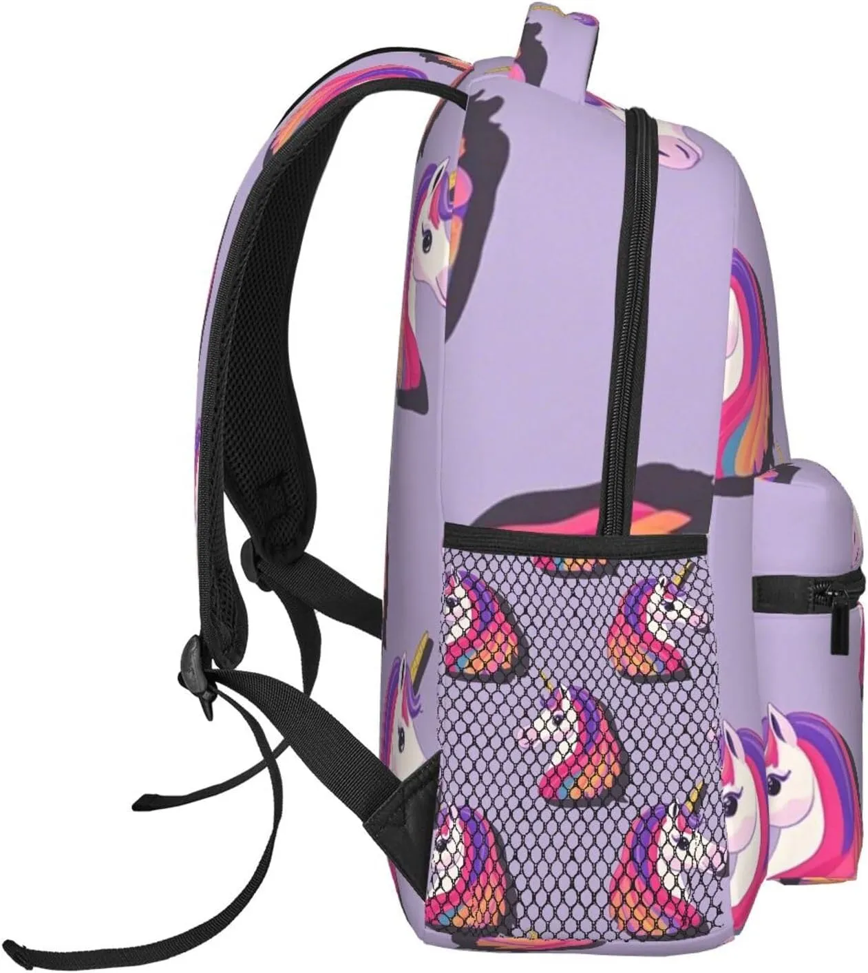 Women Men Polyester Magical Unicorn Art Casual Daypack Large Capacity Bookbag With Side Pockets for Sports Picnic Walking Cycling