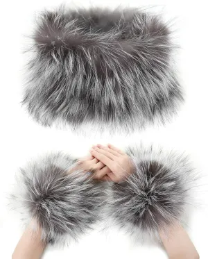 Women's Fur Infinity Scarf Furry Neck Warmer Fluffy Loop Scarves Winter