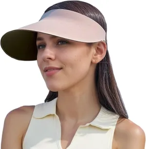Women's Sun Visor Hat Wide Brim Sport Visor Adjustable Tennis Golf Visor Summer Ponytail Beach Sun Cap UPF50 