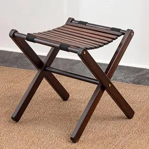 Wood Folding Fishing Stool, Foldable Small Camping Stool Compact Low Seat Multipurpose Portable Wooden Step Stool Chai Easy to Fold and Carry Wooden Camp Table (#A)
