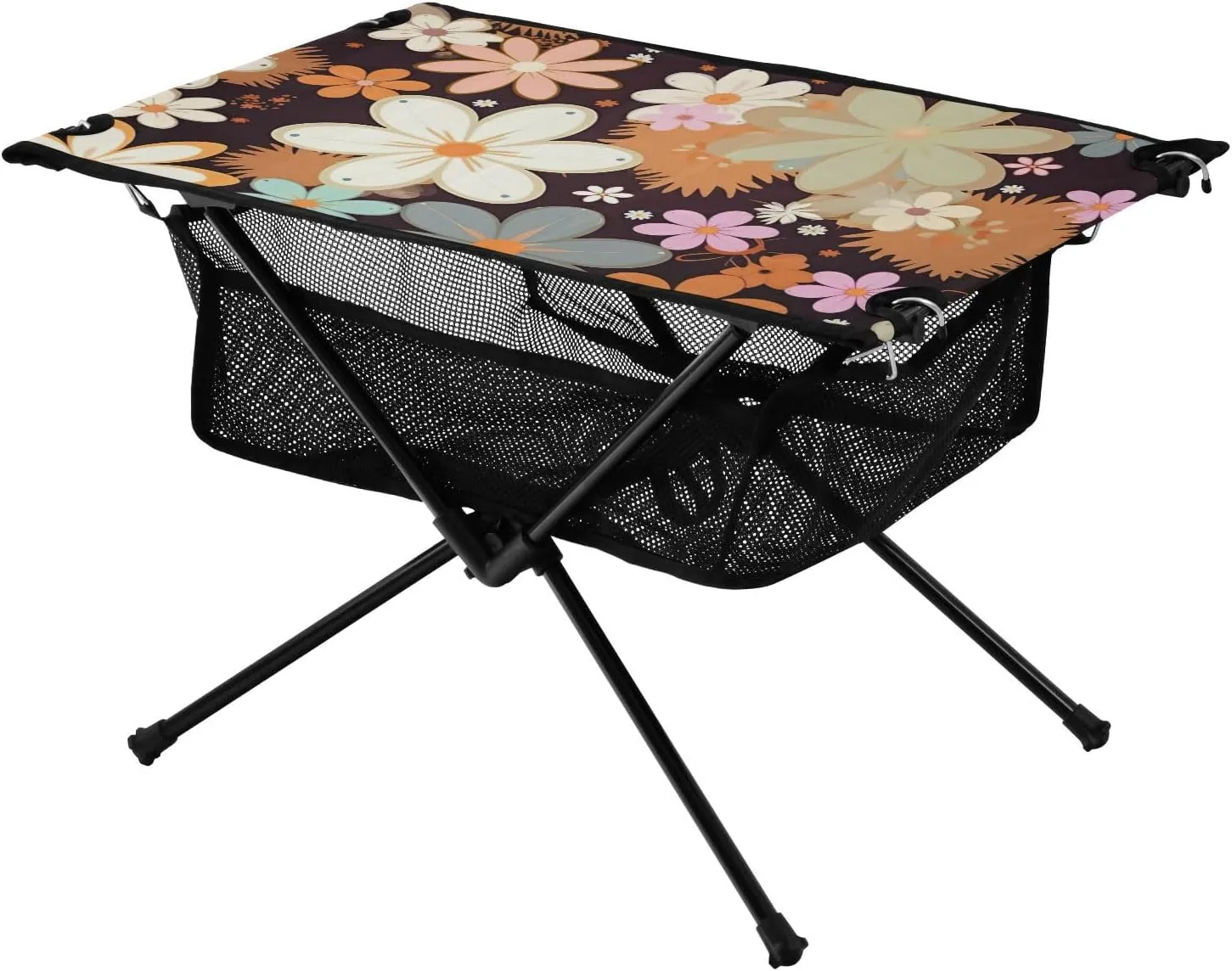 xigua Colorful Flowers Folding Camping Table,Portable Camp Table with Carry Bag Beach Table Folding Table for Picnic, Camp,Party,Travel111
