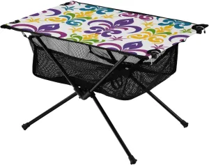 xigua Happy Mardi Gras Folding Camping Table,Portable Camp Table with Carry Bag Beach Table Folding Table for Picnic, Camp,Party,Travel246