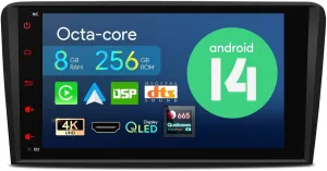 XTRONS Car Stereo for Audi A3 S3 RS3, Android 14 Qualcomm Octa Core 8GB 256GB Car Radio, 8 Inch IPS Touch Screen GPS Navigation for Car Bluetooth Head Unit Built-in DSP CarPlay Android Auto