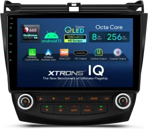 XTRONS for 2003 2004 2005 2006 2007 Honda Accord Radio, Android 13 Qualcomm Octa Core 8GB 256GB Car Stereo, 10.1 Inch QLED Touch Screen GPS Navigation Bluetooth DSP Car Play Android Auto