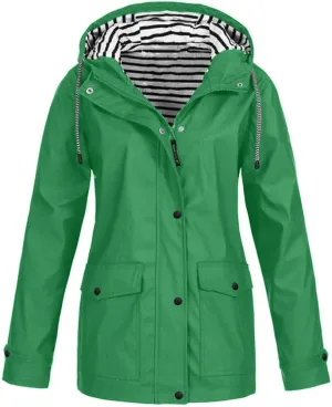 XUETON Womens Autumn Winter Hooded Raincoat Waterproof Packable Outdoor Camp Travel Hiking Zip Up Hoodie Rain Jackets Outwear
