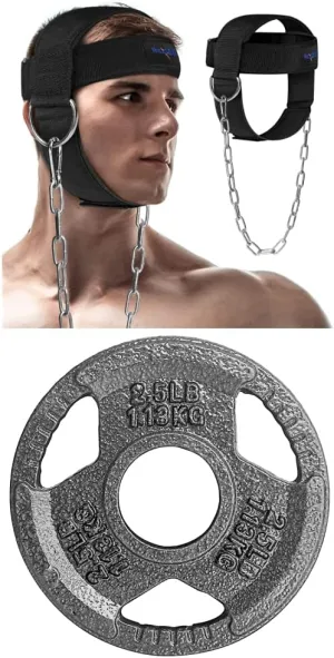 Yes4All Adjustable Neck Harness for Weight Training/Neck Exerciser with Wide Padded Strap Support Neck Strengthener & Resistance Training, Weight Lifting Head Harness Black