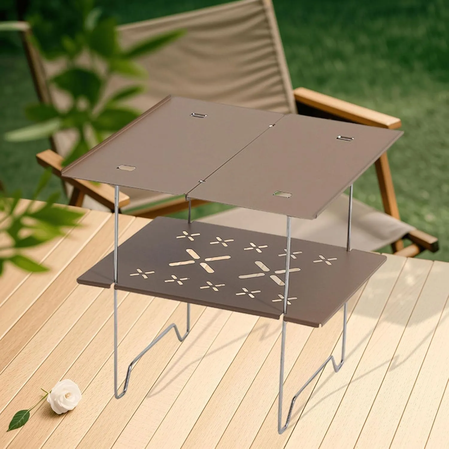 Yiju Portable Camp Table for Outdoor Use, Ideal for Hiking and Picnics, Khaki
