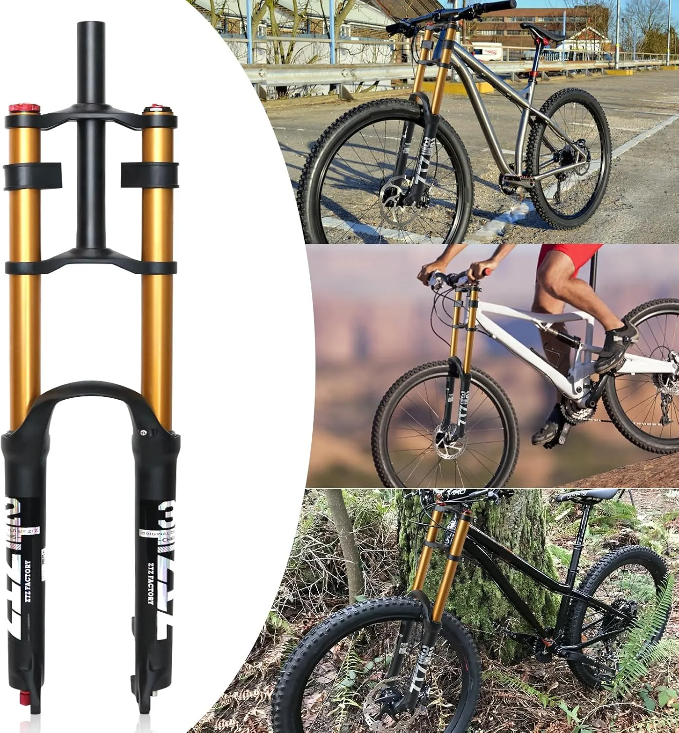 ZTZ 26/27.5/29 inch Mountain Bike Air Suspension Fork,Rebound Adjustment,180mm Travel,QR 9x100mm, 1-1/8 Straight Steerer, Ultralight Double Shoulder Design Front Fork for XC/AM MTB